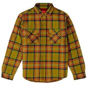 Supreme Pile Lined Plaid Flannel (Olive)